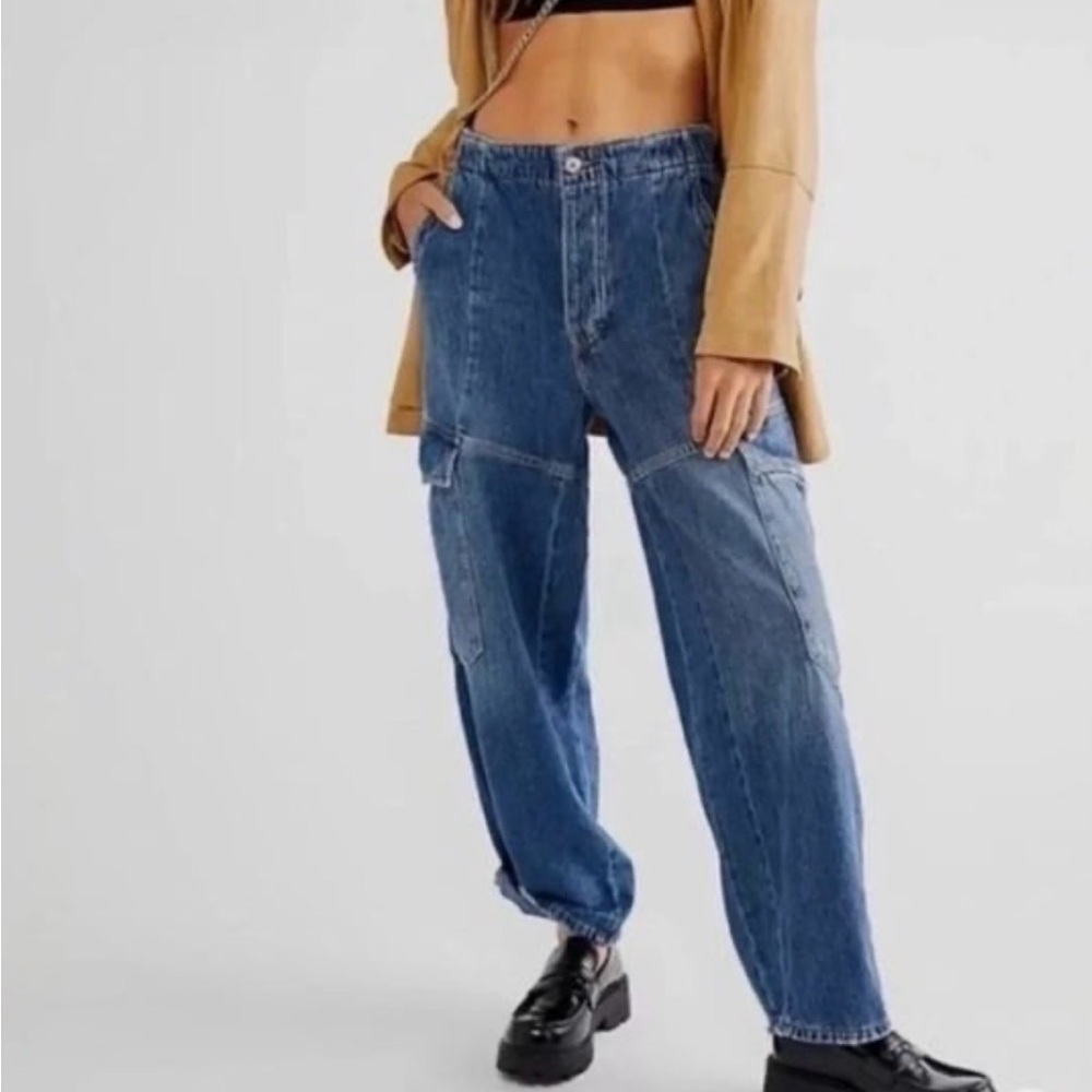 We The Free All Star Cargo Pull On Button Fly Baggy Jeans Size XS